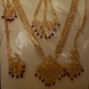 Gold Plated Six Piece Ruby Zircon set